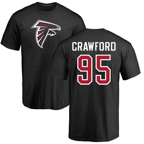 Atlanta Falcons Men Black Jack Crawford Name And Number Logo NFL Football #95 T Shirt